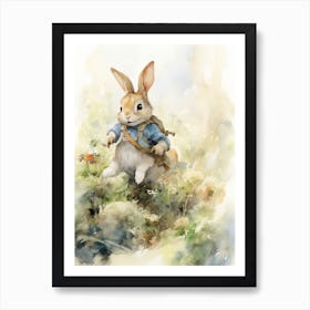 Bunny Hicking Rabbit Prints Watercolour 9 Art Print