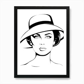Line Art Inspired By Woman With A Hat By Matisse 2 Art Print