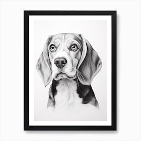 Beagle Dog, Line Drawing 1 Art Print