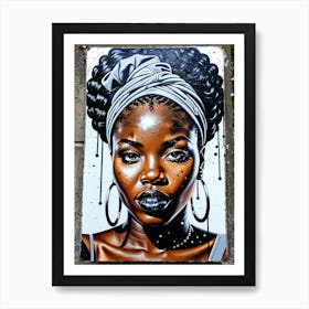 Graffiti Mural Of Beautiful Black Woman 382 Art Print