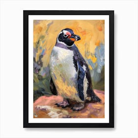 African Penguin Stewart Island Ulva Island Oil Painting 1 Art Print