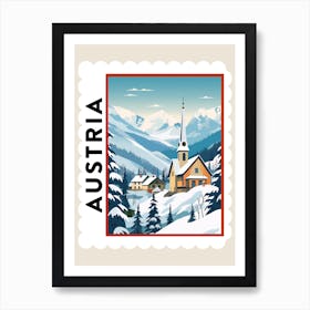 Retro Winter Stamp Poster Hallstatt Austria 2 Art Print