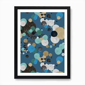 Oriental Circle Texture Dark Blue Art Print