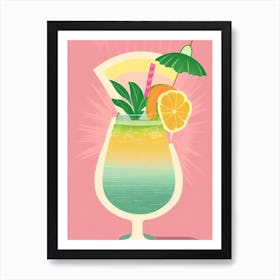 Mai Tai Retro Pink Cocktail Poster Art Print