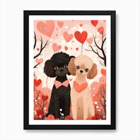 Kbgtron Illustration Of Valentines Day Poodle Couple Background 78e3c701 A9cf 47ca 90db D8ffb594fe32 Art Print