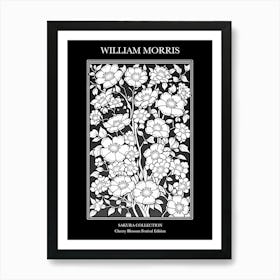 William Morris  Style Cherry Blossom Black And White 2 Art Print