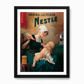 Nestle, Mother with Her Baby, Delicate, Chocolate Advertisement Poster Art Print
