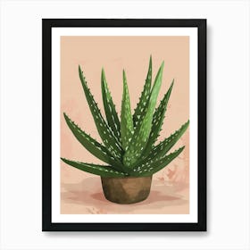 Aloe Vera Plant Minimalist Illustration 1 Art Print