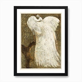 White Peacock On Branch, Theo Van Hoytema Art Print