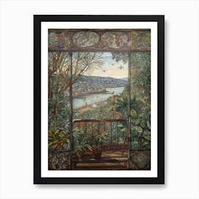 A Window View Of Rio De Janeiro In The Style Of Art Nouveau 3 Art Print