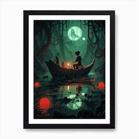 Boat In The Dark Art Print