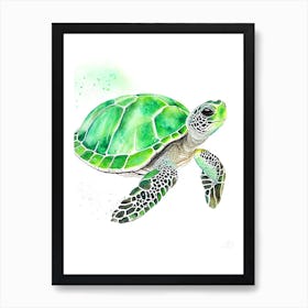 Green Sea Turtle (Chelonia Mydas), Sea Turtle Watercolour 1 Art Print