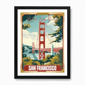 Golden Gate Bridge Vintage Poster Art Print