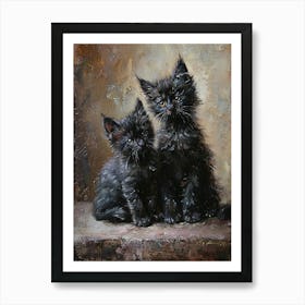 Two Black Cats Rococo Inspired Painting 1 Art Print