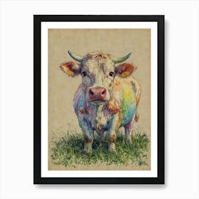 Colorful Cow Art Print