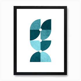 Quarter Circle Pattern In Blue 2 Art Print