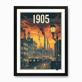 Aihrgdesign A Nostalgic Poster Of A 1905 City Skyline At Dusk 579b7064 889a 4039 A0f2 6a74205836dc 0 Art Print