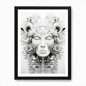 Surreal Symmetry Abstract Black And White 2 Art Print