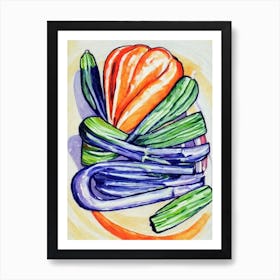 Leek Fauvist vegetable Art Print