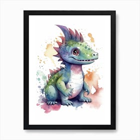 Tsintaosaurus Cute Dinosaur Watercolour 2 Art Print