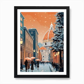 Winter Travel Night Illustration Florence Italy 3 Art Print