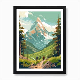 Eiger Trail Switzerland 1 Vintage Travel Illustration Art Print