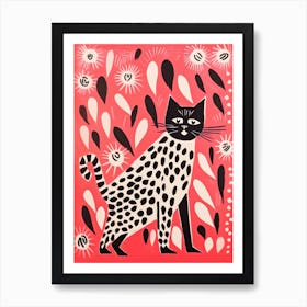 Black Cat With Flowers 7 Art Print