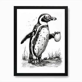 African Penguin Balancing Eggs 4 Art Print