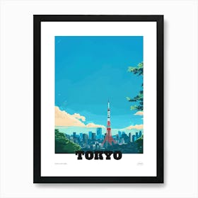 Tokyo Tower 1 Colourful Illustration Poster Art Print