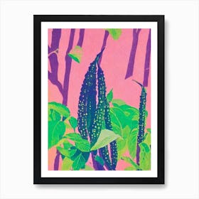 Okra Risograph Retro Poster vegetable Art Print