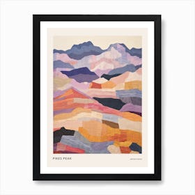 Pikes Peak United States 2 Colourful Mountain Illustration Poster Art Print