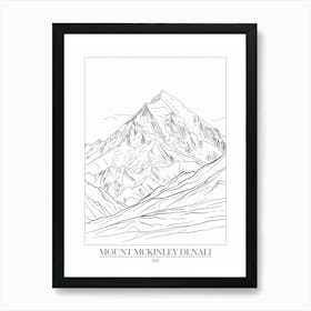 Mount Mckinley Denali Usa Line Drawing 6 Poster Art Print