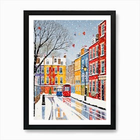 Cat In The Streets Of Matisse Style London With Snow 1 Art Print