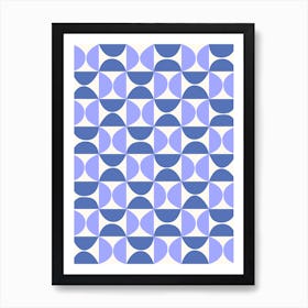 Mid-Century Geometric Pattern in Ocean Blue Art Print