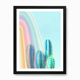 Minimal Dreamy Tropical Cactus Pastel Pink Art Print