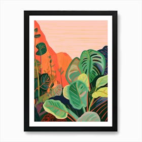 Boho Plant Painting Philodendron Brasil 3 Art Print