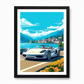 A Porsche Carrera Gt Car In The Lake Como Italy Illustration 1 Art Print