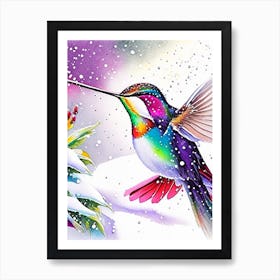 Hummingbird In Snowfall Marker Art 2 Art Print