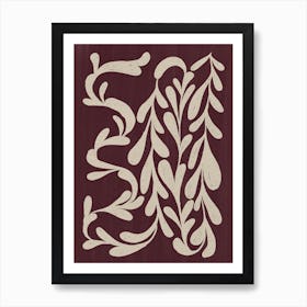 Vines and Leaves Red Art Print