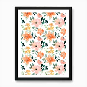 Watercolor Floral Pattern.Colorful roses. Flower day. artistic work. A gift for someone you love. Decorate the place with art. Imprint of a beautiful artist.3 Art Print