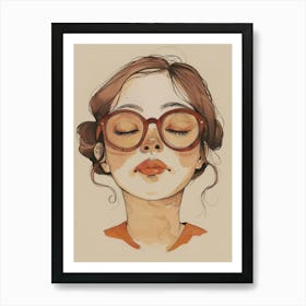 Girl With Glasses Art Print