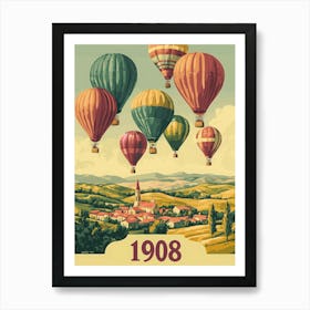 Aihrgdesign A Vintage Travel Poster Of A 1908 Hot Air Balloon 2be945be 01f1 42ac 8150 D8681e98479c 0 Art Print