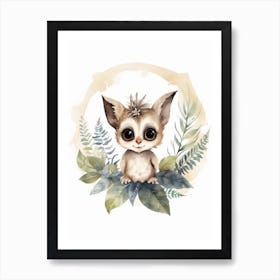 Watercolour Jungle Animal Baby Bushbaby 4 Art Print