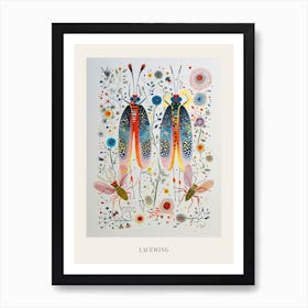 Colourful Insect Illustration Lacewing 6 Poster Art Print