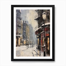 Vintage Winter Painting New York City Usa 2 Art Print