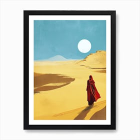 Man Walking In The Desert, Minimalism Art Print