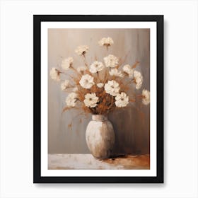 Carnation, Autumn Fall Flowers Sitting In A White Vase, Farmhouse Style 1 Art Print