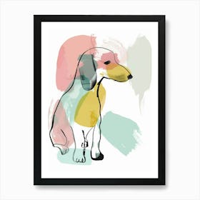 Dachshund Watercolour Dog Pastel Line Illustration 3 Art Print