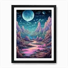 Lunar Landscape Pixel Art 4 Art Print