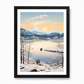 Lake Toya In Hokkaido, Ukiyo E Drawing 2 Art Print